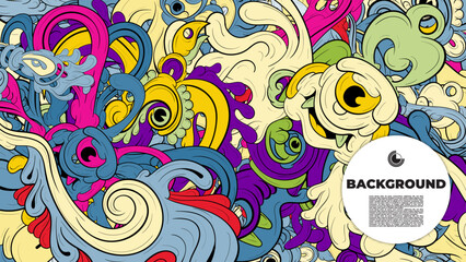 Obraz premium Vibrant and Playful Colorful Abstract Doodle Art Design for Posters, Covers, Flyers, Backgrounds, Prints, and Wall Décor, Perfect for Adding a Creative Touch to Any project