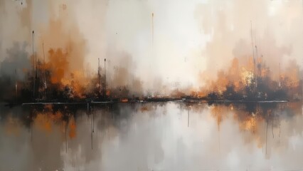 Obraz premium Flowing ink rivers. Abstract painting using highly-textured oil paint in shades of brown, gray, and white, with an emphasis on clarity and noise-free 4K UHD detail