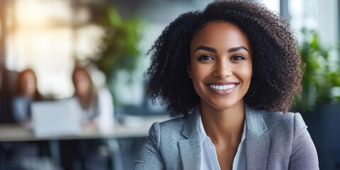 Obraz premium Emphasizing the success of a happy black business leader.