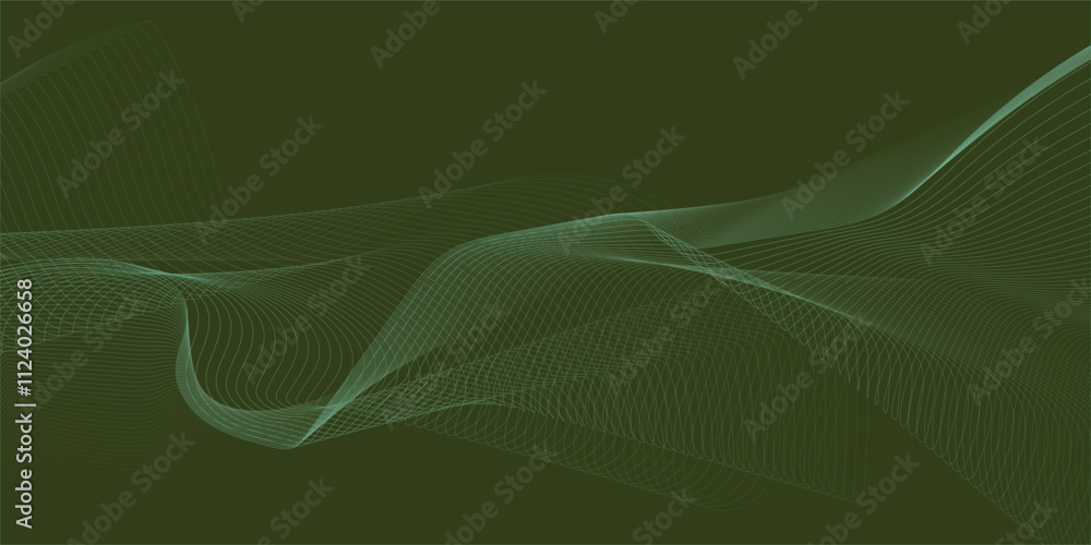 Poster abstract vector colorful wave line flowing isolated on dark green background