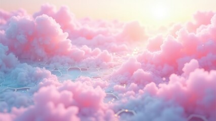 Fototapeta premium Futuristic hexagon clusters. A dreamy landscape of hexagons with pastel shades and transparent layers, capturing an ethereal essence. The perfectly noise-free image shines in stunning 4K UHD detail.
