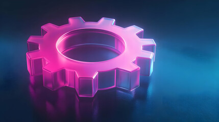 Pink Neon Gear 3D Render