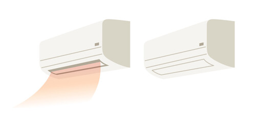 家庭用エアコンの暖房運転イラスト素材	