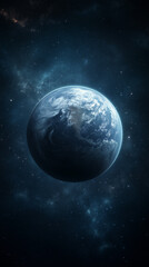 Obraz premium View of Earth from Space with Starry Galaxy Background Phone Wallpaper