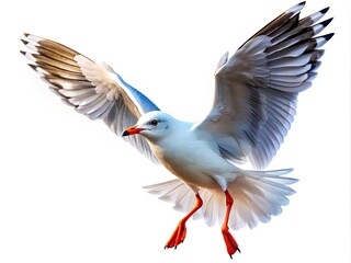 Obraz premium Isolated Seagull Flight, White Background: Stunning Bird Photography