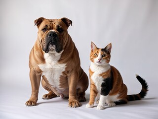 Obraz premium A photo of a cat and a dog in white background- cat and dog