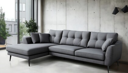 Modern Gray L Shaped Sectional Sofa in Contemporary Living Room