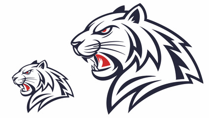 A cat head logo vector design features a stylized representation of a tiger's face, showcasing its majestic and fierce nature.
