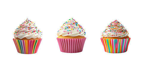 3D cartoon cute birthday cake with candles on white background.