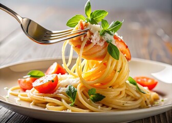 Minimalist Italian Spaghetti with Prawn & Parmesan - Close Up