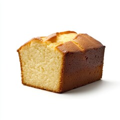 Perfectly Baked Pound Cake on White Background with Copy Space for Text; Delicious Golden Brown Crust and Soft Texture