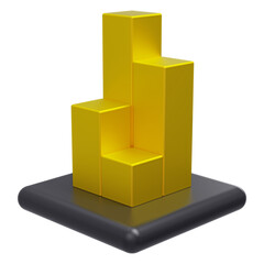 Naklejka premium Black and golden yellow cubes graphics with marked parts isolated white background, Illustration for infographics or presentation of results, Visualization for markets and statistics - 3d illustration