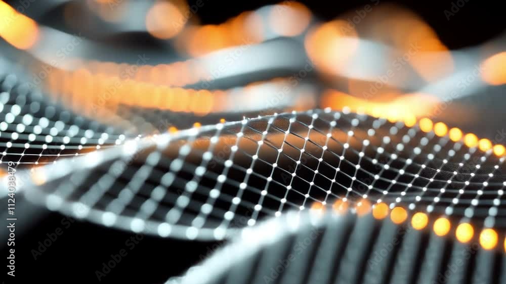 Poster abstract technology particles forming a sleek and futuristic mesh network.