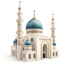 Obraz premium Ramadan mosque icon set islamic concept isolated design digital art