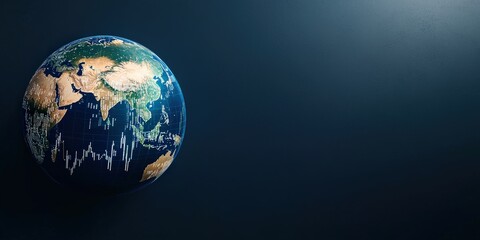 Fototapeta premium impact change economic concept. Globe with illuminated continents against a dark background.