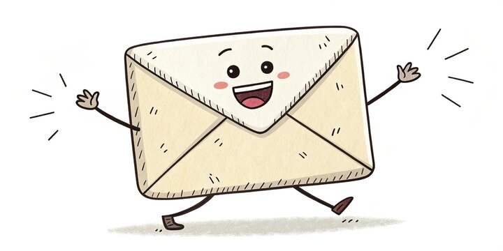 recommend clip art: A cartoon envelope with a smiling face on it