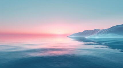 A calm ocean scene at sunset with a tranquil view of the horizon.