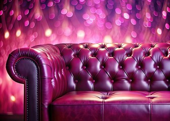 Fototapeta premium Viva Magenta Leather Sofa Bokeh Background, Pink Texture, AI Photo