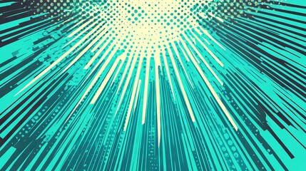 Fototapeta premium Bright turquoise and green retro pop art halftone comic style background vector illustration ideal for vibrant vintage designs, colorful posters, energetic backdrops, and dynamic creative layouts
