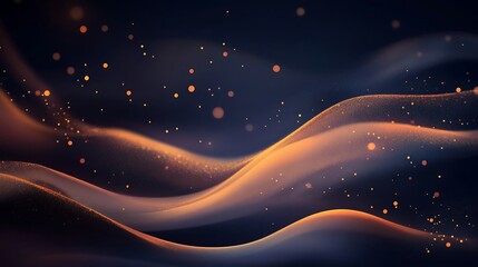 Obraz premium Abstract Orange Waves with Golden Sparkles