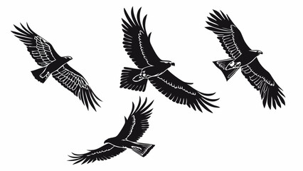 Obraz premium flying bird vector collection, flying bird vector black silhouette style 