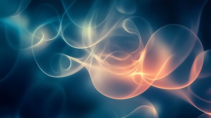 Obraz premium Abstract swirling teal and orange light forms