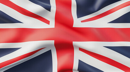 Fototapeta premium Waving Union Jack: A close-up shot of the iconic Union Jack flag, rendered in 3D, with fabric texture and subtle folds that give a dynamic and patriotic feel. 