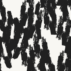 Monochrome Abstract Brush Strokes Seamless Pattern Design