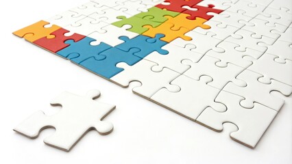 A Colorful Jigsaw Puzzle with One Piece Missing, Representing the Concept of Problem Solving and Team Collaboration