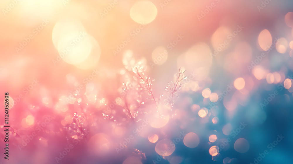 Poster bokeh lights creating dreamy atmosphere in nature ethereal background soft focus vibrant colors abst