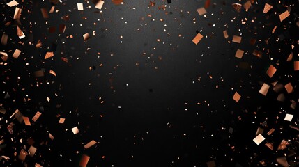Elegant Minimalist Background with Black Canvas and Rose Gold Confetti for Modern Designs
