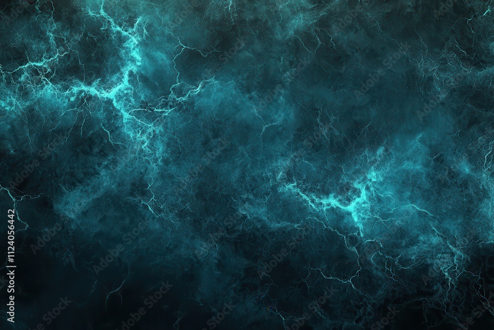 Poster dark teal abstract background with lightning patterns. ideal for dark fantasy, mystical, or tech des