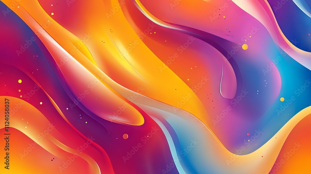 Poster vibrant fluid gradient background featuring dynamic geometric shapes and softly layered textures in 
