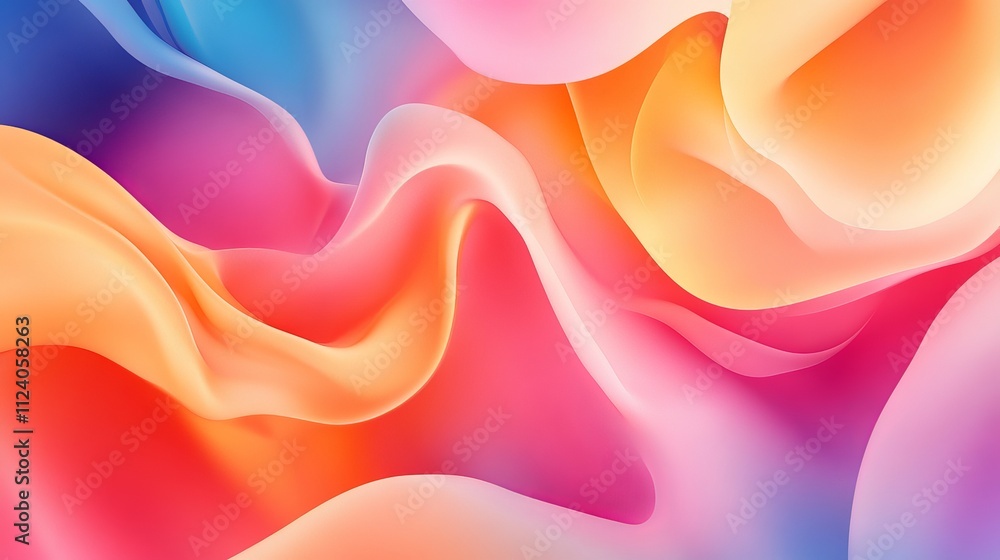 Poster vibrant fluid gradient background featuring dynamic geometric shapes and softly layered textures in 