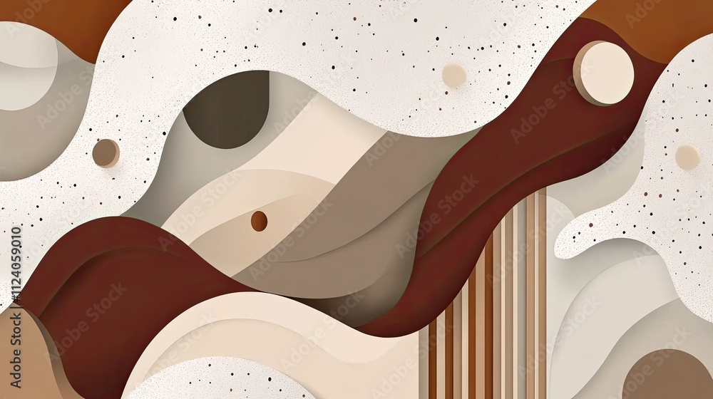 Poster abstract waves in earthy tones with textured background elements