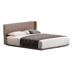 Obraz premium Modern Elegance: Bed for Stylish Bedroom transparent png background bedroom furniture architectural visualization interior no shadow 3d contemporary 