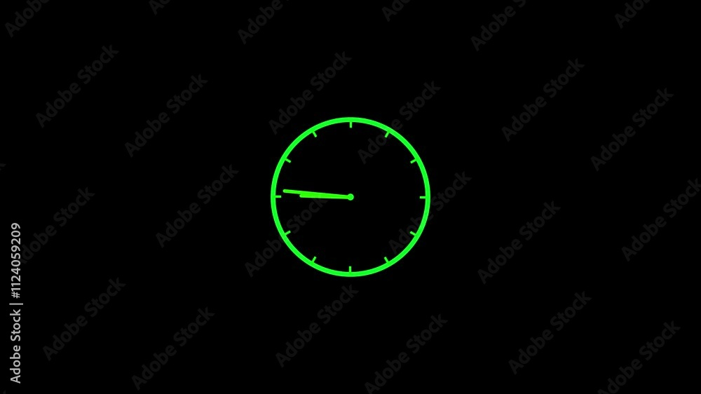 Poster clock animation video. clock icon with moving arrows in 12 hour loop 4k..