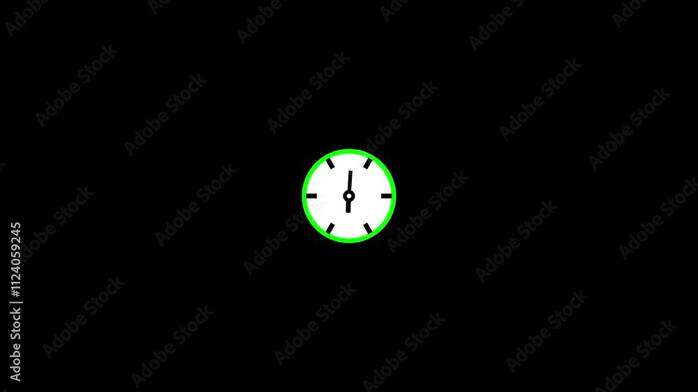 Poster abstract spinning clock icon animation on a black background.