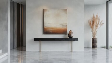 Minimalist Interior Design with Artistic Landscape Painting