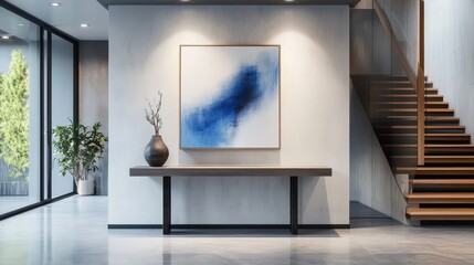 Elegant Modern Staircase and Artwork in Luxury Home Interior