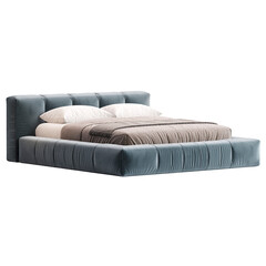 Obraz premium Modern Elegance: Bed for Stylish Bedroom transparent png background bedroom furniture architectural visualization interior no shadow 3d contemporary 