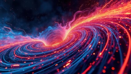 Obraz premium Radiant star trails.Neon-colored data streams, dynamic light trails formulated into a high-energy whirlpool effect with stunning clarity.
