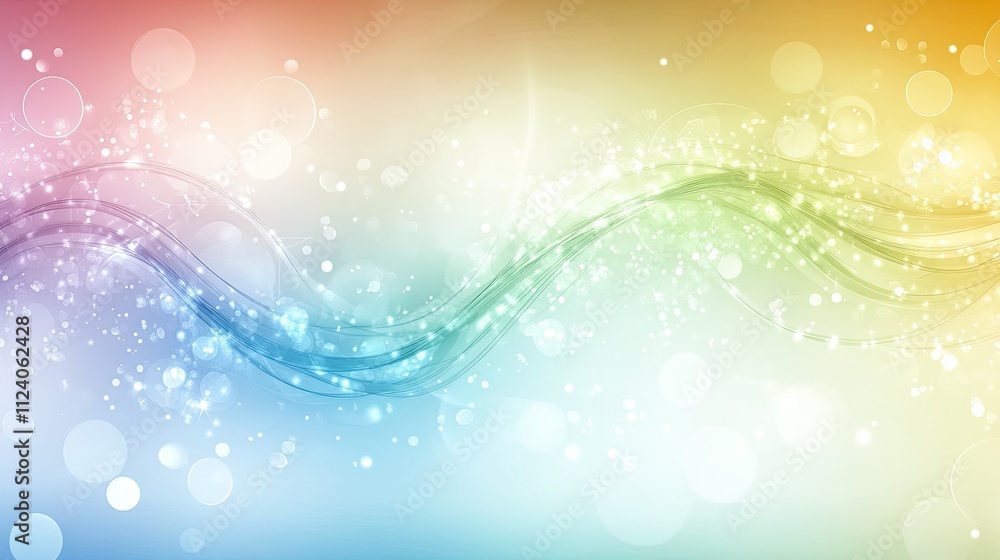 Poster elegant swirls with bokeh effect and sparkles in soft pastel colors