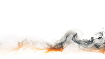 Abstract swirling smoke with orange accents on a white background.