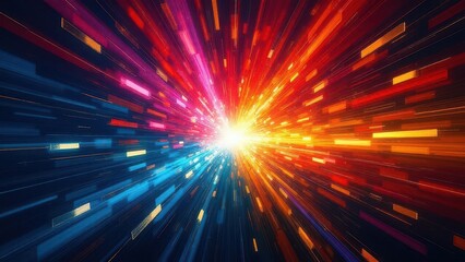 Obraz premium Radiant star trails. A symphony of colorful light trails merging in a harmonious starburst pattern. Noise-free, high-quality visuals ensure a crisp and captivating design.