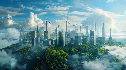 Sustainable energy concept.renewable electricity and fuel. Clean energy management for future environment