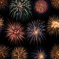 Obraz premium Fireworks light up the dark night sky with a colorful display of celebration