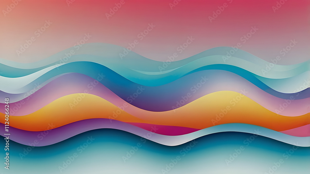 Poster abstract colorful wave design with rainbow and curved patterns