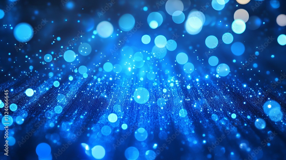 Poster shining blue glowing futuristic technology background with abstract digital wave structures, vibrant