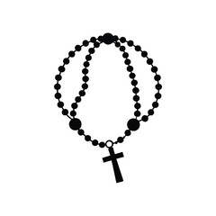 Naklejka premium Rosary with cross religion vector illustration - Rosary beads ClipArt Graphic